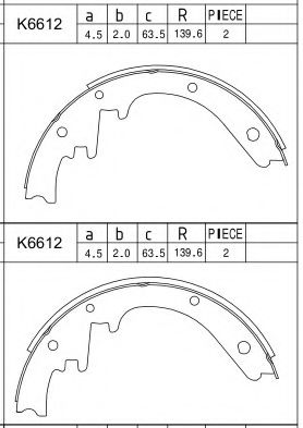 Тормозные колодки барабанные ASIMCO K6612