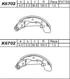 Тормозные колодки барабанные ASIMCO K6702