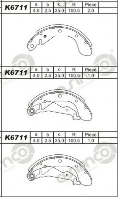 Тормозные колодки барабанные ASIMCO K6711