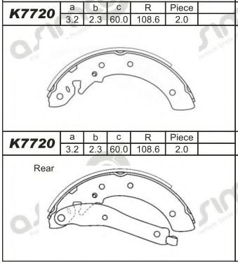 Тормозные колодки барабанные ASIMCO K7720