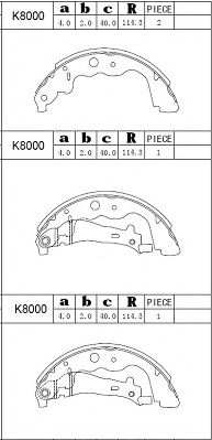 Тормозные колодки барабанные ASIMCO K8000