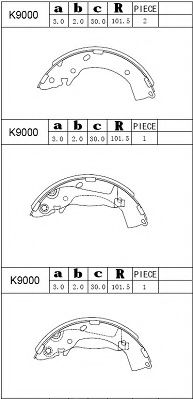 Тормозные колодки барабанные ASIMCO K9000