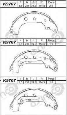 Тормозные колодки барабанные ASIMCO K9707