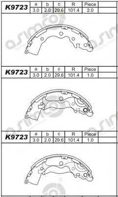 Тормозные колодки барабанные ASIMCO K9723