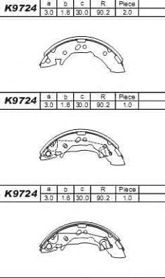 Тормозные колодки барабанные ASIMCO K9724