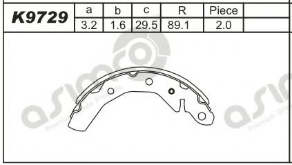 Тормозные колодки барабанные ASIMCO K9729