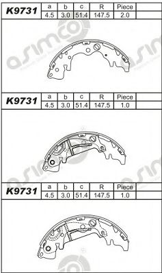 Тормозные колодки барабанные ASIMCO K9731