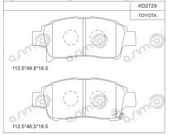 Тормозные колодки ASIMCO KD2729