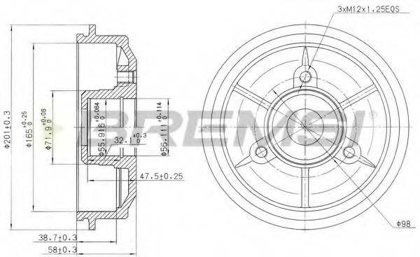 Тормозной барабан bremsi DR5024