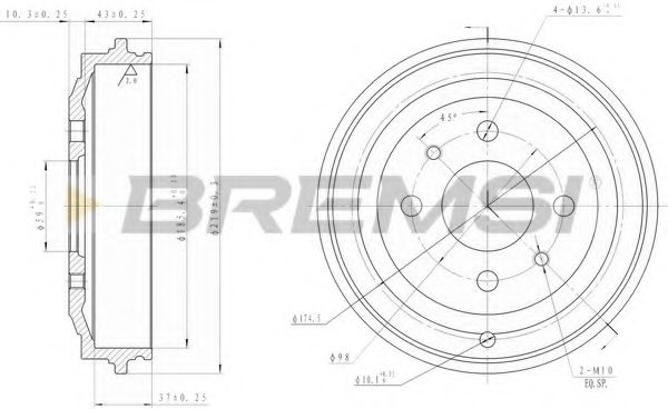 Тормозной барабан bremsi DR5044