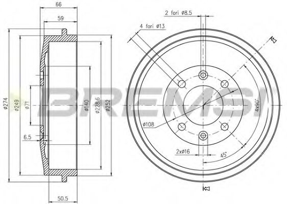 Тормозной барабан bremsi DR5146
