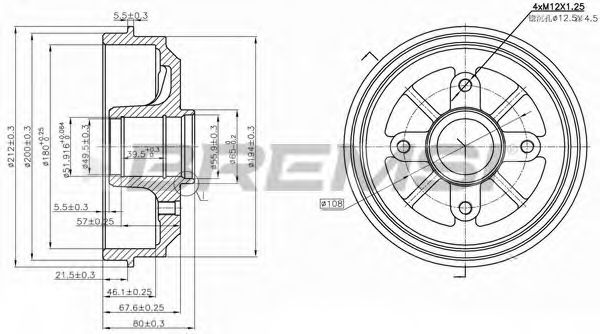Тормозной барабан bremsi DR5153