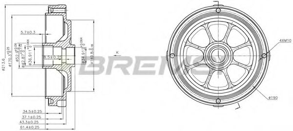 Тормозной барабан bremsi DR5256