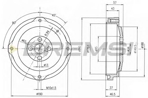 Тормозной барабан bremsi DR5257