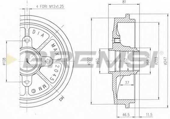 Тормозной барабан bremsi DR5471