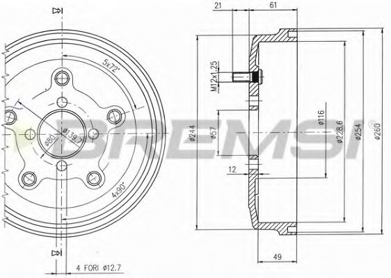 Тормозной барабан bremsi DR5521