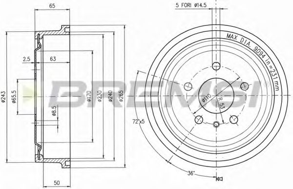Тормозной барабан bremsi DR5561