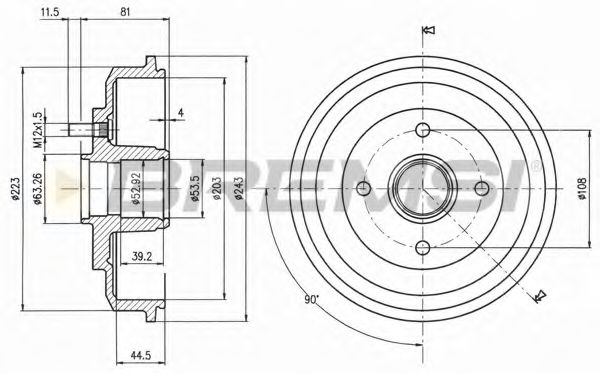 Тормозной барабан bremsi DR5591