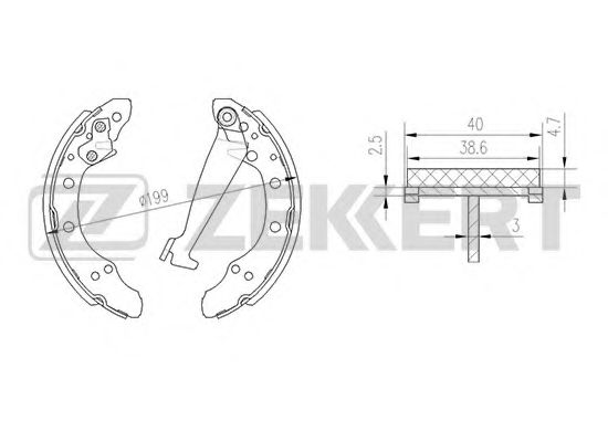 Тормозные колодки барабанные zekkert BK-4018