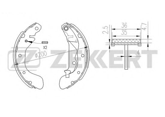 Тормозные колодки барабанные zekkert BK-4028
