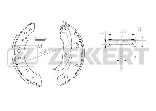 Тормозные колодки барабанные zekkert BK-4053