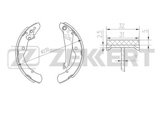 Тормозные колодки барабанные zekkert BK-4380