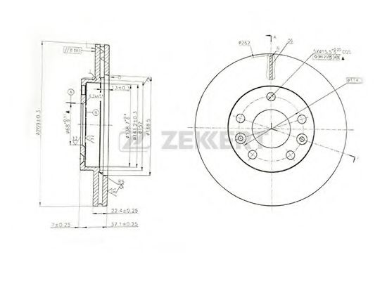 Тормозной диск zekkert BS-5594