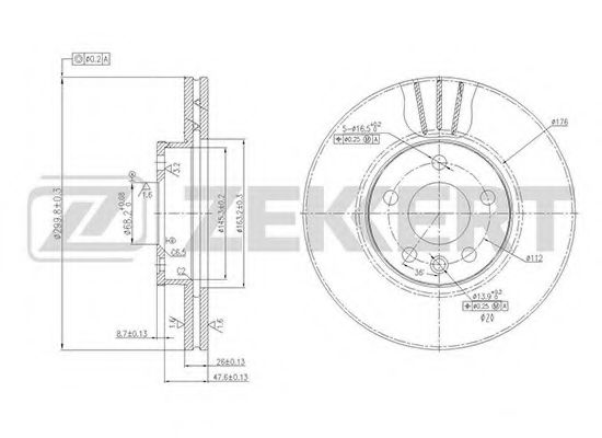 Тормозной диск zekkert BS-5612