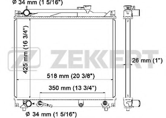 Радиатор охлаждения двигателя zekkert MK-1070