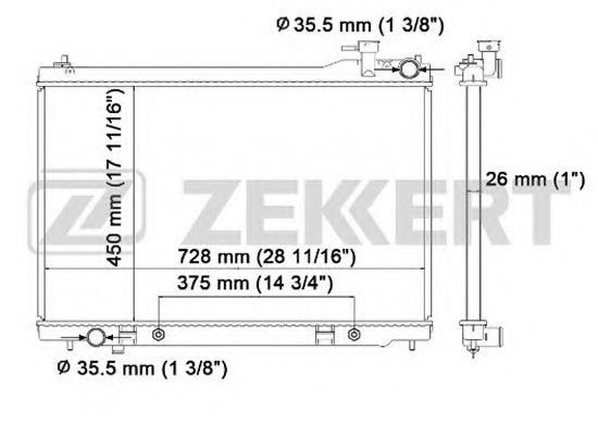 Радиатор охлаждения двигателя zekkert MK-1195