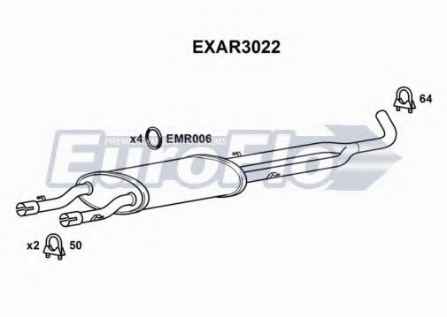 Средний глушитель выхлопных газов euroflo EXAR3022