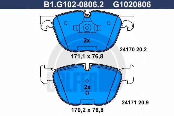 Тормозные колодки GALFER B1.G102-0806.2