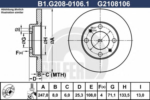 Тормозной диск galfer B1.G208-0106.1