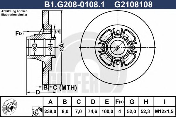 Тормозной диск galfer B1.G208-0108.1