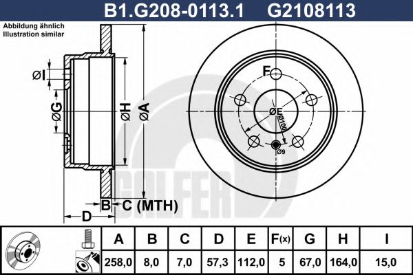 Тормозной диск galfer B1.G208-0113.1