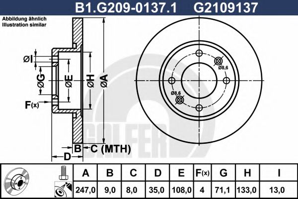 Тормозной диск galfer B1.G209-0137.1