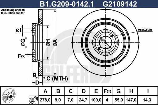 Тормозной диск galfer B1.G209-0142.1