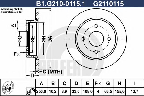 Тормозной диск galfer B1.G210-0115.1