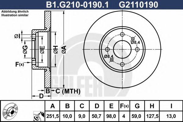 Тормозной диск galfer B1.G210-0190.1