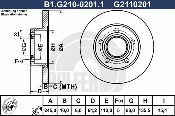 Тормозной диск galfer B1.G210-0201.1