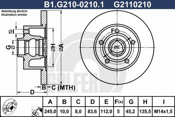 Тормозной диск galfer B1.G210-0210.1
