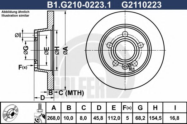 Тормозной диск galfer B1.G210-0223.1