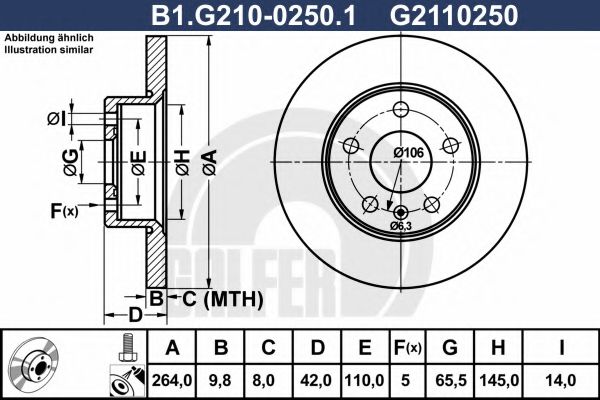 Тормозной диск galfer B1.G210-0250.1