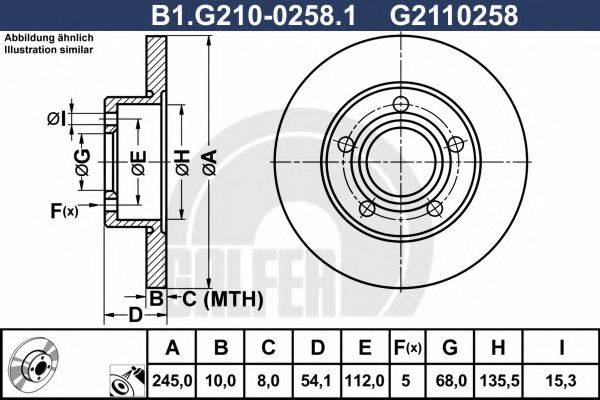 Тормозной диск galfer B1.G210-0258.1