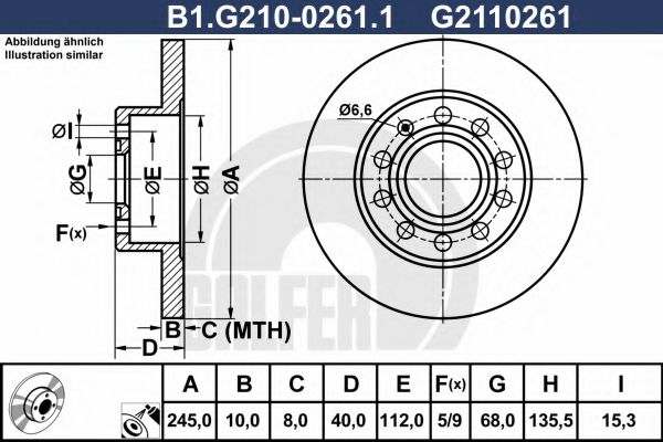 Тормозной диск galfer B1.G210-0261.1