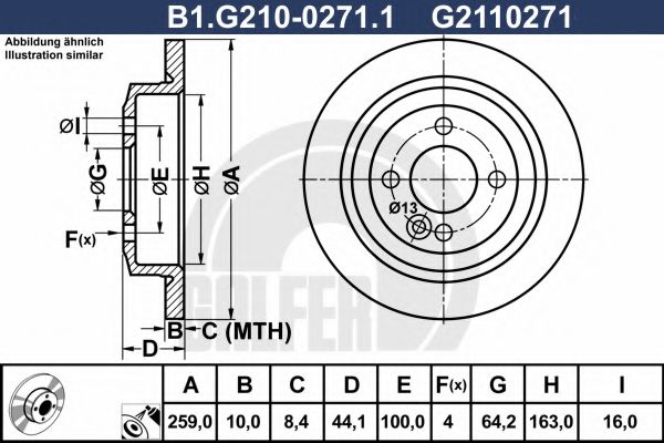 Тормозной диск galfer B1.G210-0271.1