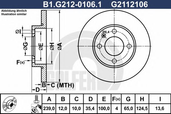 Тормозной диск galfer B1.G212-0106.1