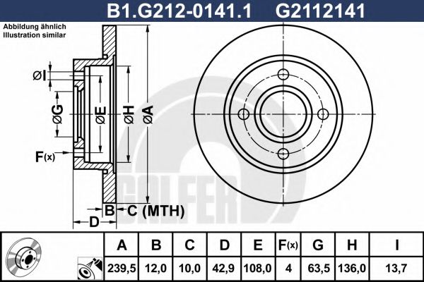 Тормозной диск galfer B1.G212-0141.1