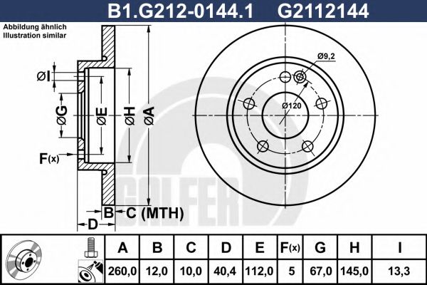 Тормозной диск galfer B1.G212-0144.1
