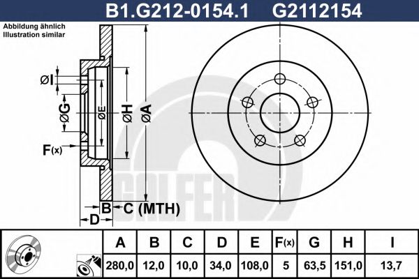 Тормозной диск galfer B1.G212-0154.1